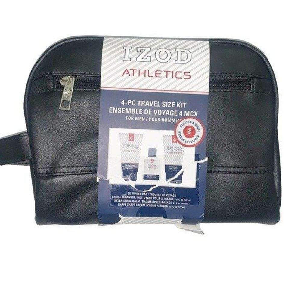 IZOD Athletics Travel Toiletry 4 Piece Set - Black